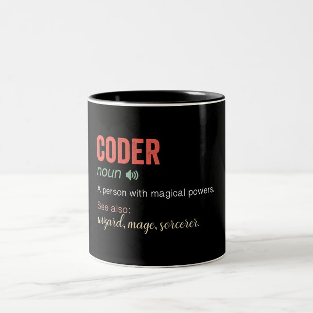 Funny Coder Definition    Two-Tone Coffee Mug (Center)