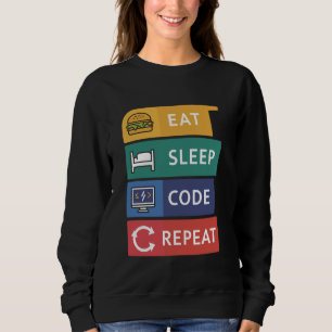 Funny Coder Programmer Coding Eat Sleep Code Repea Sweatshirt