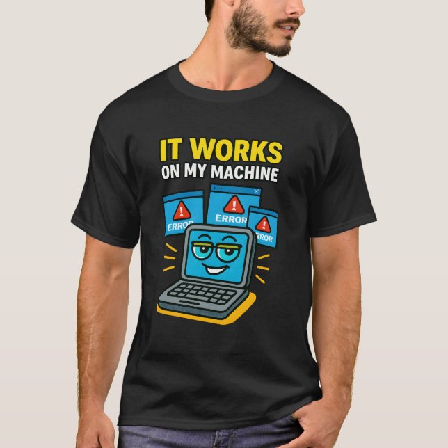 Funny coding error joke blue cartoon minimalist  T-Shirt (Front)