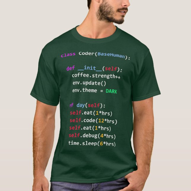 Funny Coding   Python Class Eat Code Sleep T-Shirt (Front)