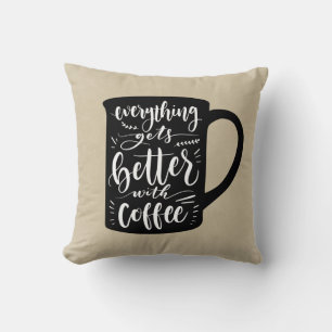 Funny Coffee Addict Java, Caffeine Tan Brown Cushion