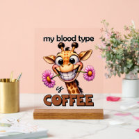 Funny coffee blood type word art giraffe
