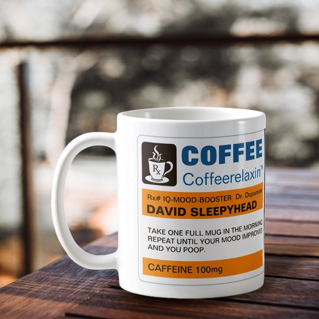 Funny Coffee Caffeine Rx Prescription Label Mugs (Creator Uploaded)