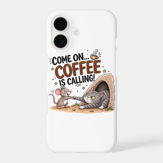 Funny Coffee Cat iPhone 17 Phone Case (Back)