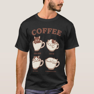Funny Coffee Cat Latte Americano Mocha T-Shirt