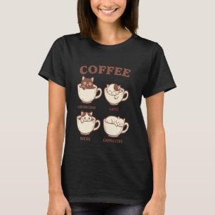 Funny Coffee Cat Latte Americano Mocha T-Shirt
