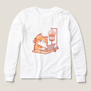 Funny Coffee Cat Shirt, Cute Overworked Programmer
