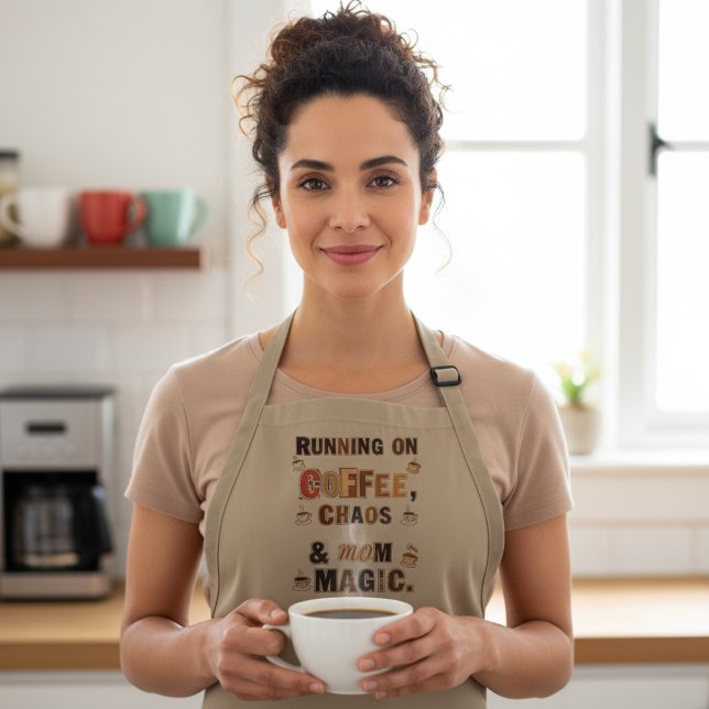 Funny Coffee Chaos & Mom Magic Long Apron (Creator Uploaded)