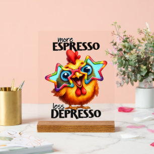 Funny coffee chicken word art acrylic sign