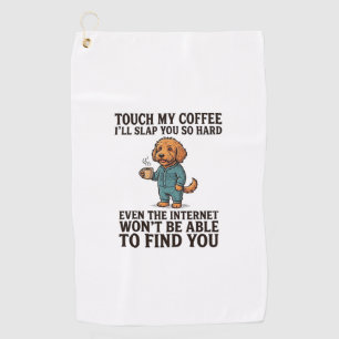 Funny Coffee Dog Vintage Engraving Shirt Design_1 Golf Towel