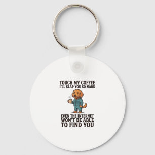 Funny Coffee Dog Vintage Engraving Shirt Design_1 Key Ring