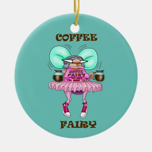 Funny Coffee Fairy Ornament (Front)