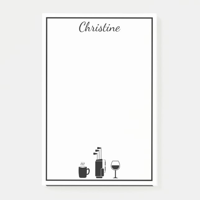 Funny Coffee Golf Wine Personalised Post-it Notes (Front)