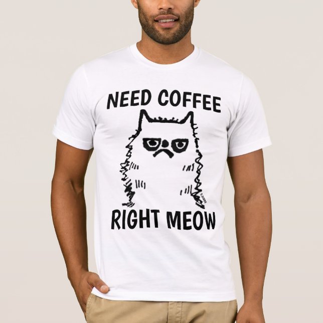 Funny Coffee Grumpy Cat T-shirts (Front)