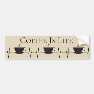Funny Coffee Is Life Heartbeat Novelty Bumper Sticker