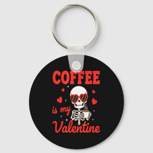 Funny Coffee Is My Valentine Caffeine Lover Retro Key Ring