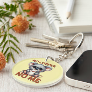 Funny coffee Koala word art Key Ring
