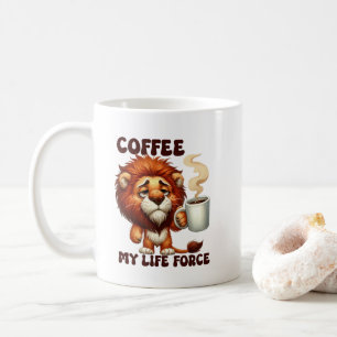 Funny coffee life force lion word art  mug