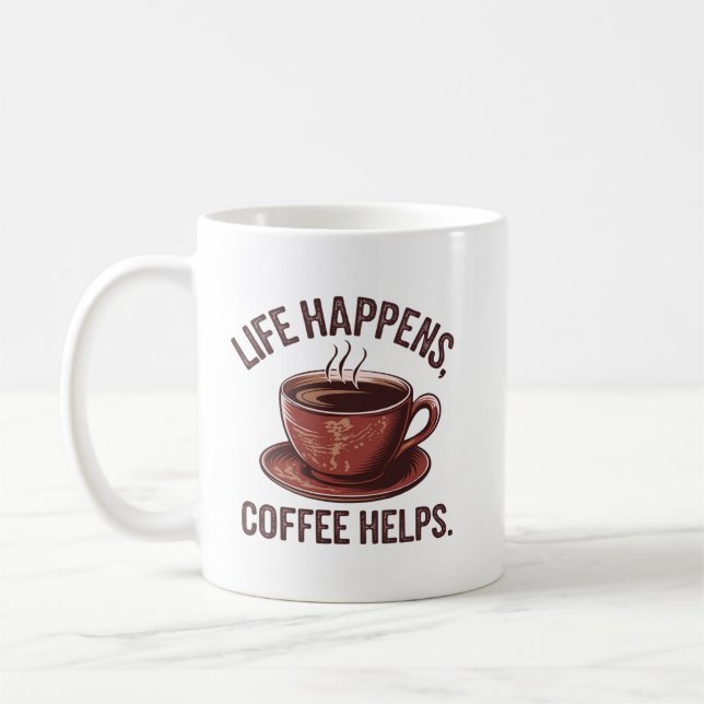 Funny coffee life word art  mug (Left)