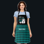 Funny Coffee Lover Best Pot Black Teal Green Plaid Apron<br><div class="desc">Funny and cool apron to make cooking more fun. Personalised gift for family and friends who love cooking,  baking and trying new recipe in the kitchen. Customise the wording to fit your occasion. You can use the Design Tool to further change the font type,  font colour and font size.</div>