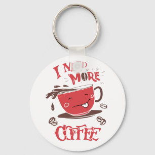 Funny Coffee Lover Caffeine Addict Stress Anxiety Key Ring