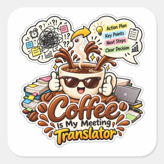 Funny Coffee Lover Design Square Sticker (Front)
