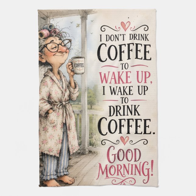 Funny Coffee Lover Farmhouse Kitchen Towel – Good  (Vertical)
