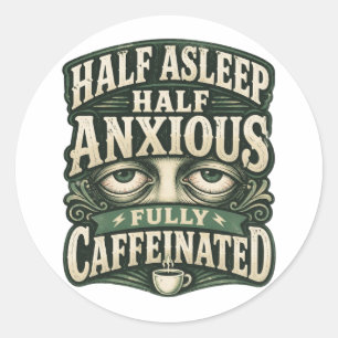 Funny Coffee Lover Retro Design Classic Round Sticker