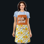 Funny Coffee Lover Rise and Grind Lemon Pattern Apron<br><div class="desc">Funny and cool apron to make cooking more fun. Personalised gift for family and friends who love cooking,  baking and trying new recipe in the kitchen. Customise the wording to fit your occasion. You can use the Design Tool to further change the font type,  font colour and font size.</div>