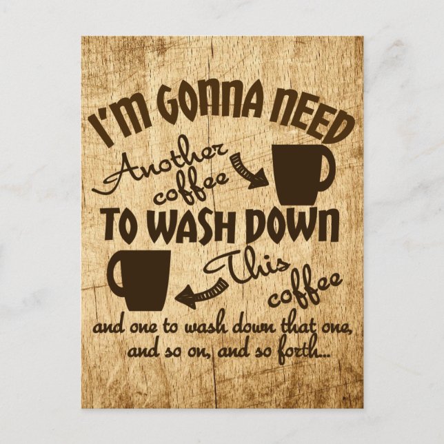 Funny Coffee Lover's Caffeine Typography Postcard (Front)