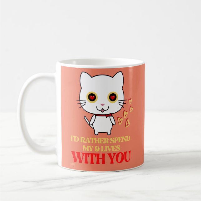 funny coffee mug  "CUTE CAT" (Left)