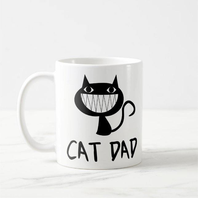 Funny Coffee Mug Gift - Cat Dad - Coffee Lover Mug (Left)