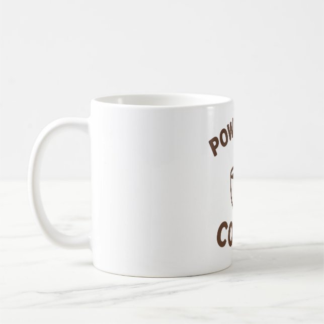 Funny Coffee Mug – “Powered by Coffee” Design (Left)