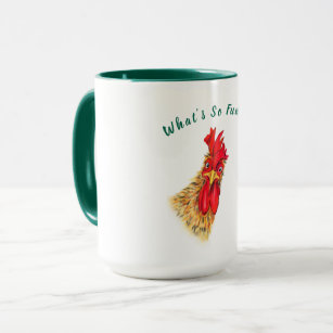 Funny Coffee Mug Surprised Rooster - Custom Text