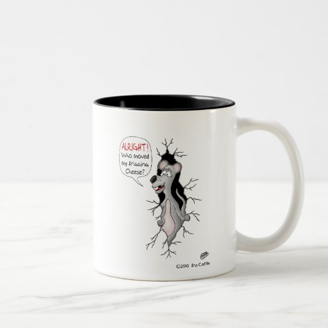 Funny Coffee Mug: Who Moved My Cheese? Two-Tone Coffee Mug (Right)