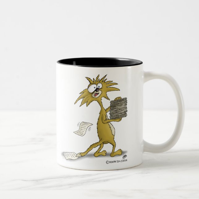 Funny Coffee Mugs: Let the Stress begin (Cat) Two-Tone Coffee Mug (Right)