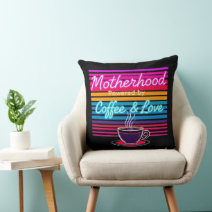 Funny Coffee Mum Gift Neon Colours Mother's Da Cushion