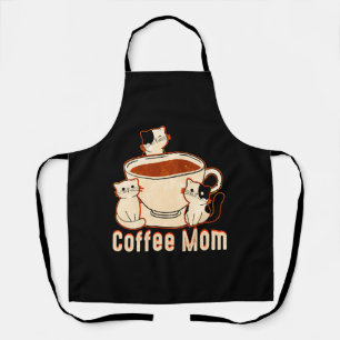 Funny Coffee Mum with Cat Apron