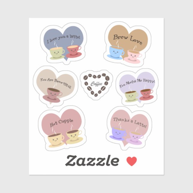 Funny Coffee Puns sticker set (Sheet)