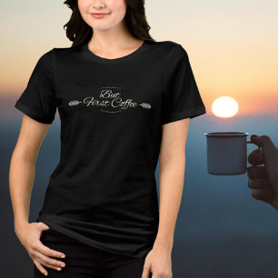 Funny coffee quote  - black Tri-Blend shirt
