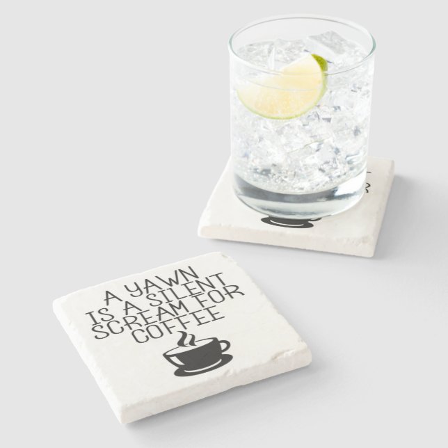 Funny Coffee Quote Stone Coaster (Side)
