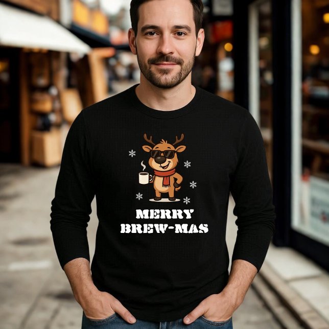 Funny Coffee Reindeer Christmas T-Shirt (Creator Uploaded)