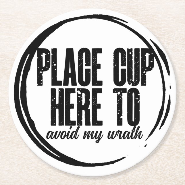 Funny Coffee Ring Round Paper Coaster (Front)