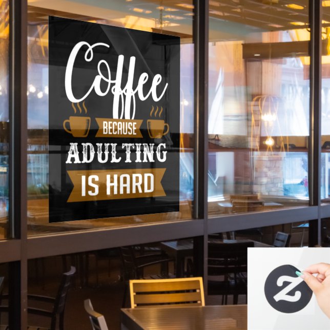 funny coffee shop word art Window Cling (Restaurant Window)
