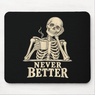 Funny Coffee Skeleton Gothic Halloween Caffeine Mouse Pad