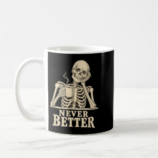 Funny Coffee Skeleton Gothic Halloween Caffeine Mug