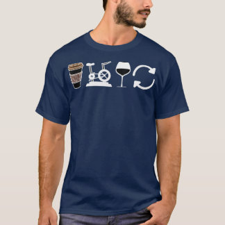 Funny Coffee Spin Wine Repeat Spinning Class Worko T-Shirt