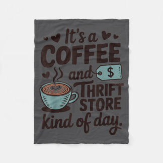 Funny Coffee Thrift Store Garage Thrifting Thrifte Fleece Blanket