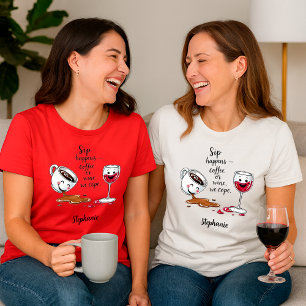Funny Coffee & Wine Lovers Personalised T-Shirt