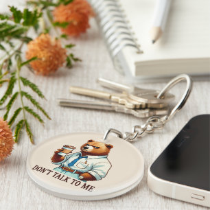 Funny coffee word art customisable bear key ring